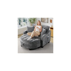 Oversized Chair and A Half, Chenille Tufting Accent Cozy Reading Sofa Chair with Storage Ottoman, Upholstered Loveseat Chaise Lounge Sofa with Adjustable Back for Living Room, Office, Sunroom, Blue