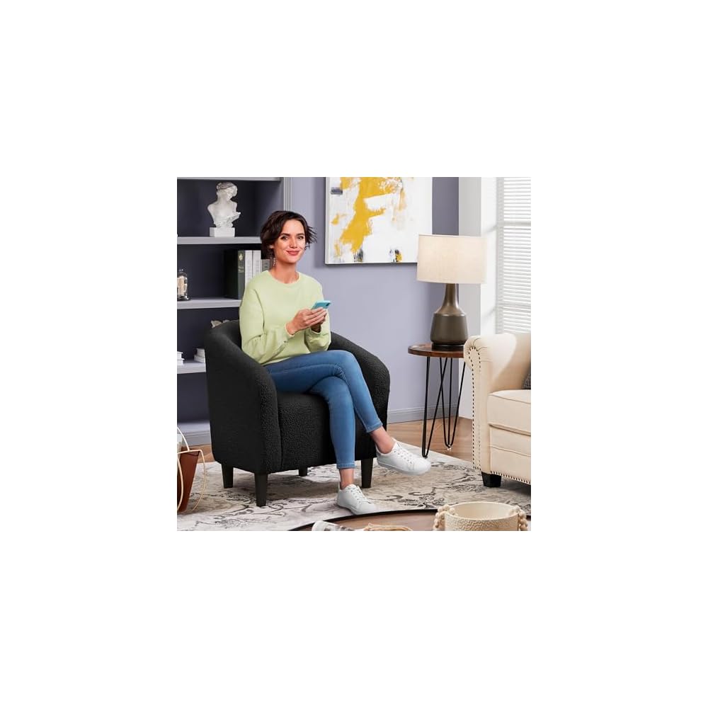 Yaheetech Compact Sherpa Accent Chairs Set of 2 for Small Spaces, Black