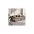 Claiks 4-in-1 Convertible Sofa Bed,86 Inch Compression Sofa with Corduroy Fabric Pull Out Sleeper Sofa with 2 Pillows & 4 Side Pockets for Living Room Bedroom Apartment,No Assembly Required,Dark Grey.