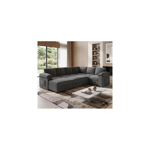 108'' Modular Sectional Sleeper Sofa Couches for Living Room, Dark Grey