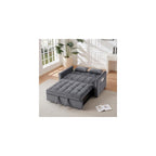 54" Sofa Bed, Velvet Loveseat Sleeper Sofa, Pull Out Bed, Grey