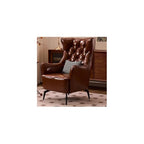 Leather Recliner Chair American Light Luxury PU Leather Accent Chair Brown Single Sofa Chairs High-Back Tufted Retro Beanbag Sofas Textured Waxed Leather for Living Room Leisure Reception Whisky Bar