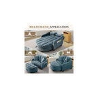 Oversized Chair and A Half, Chenille Tufting Accent Cozy Reading Sofa Chair with Storage Ottoman, Upholstered Loveseat Chaise Lounge Sofa with Adjustable Back for Living Room, Office, Sunroom, Blue