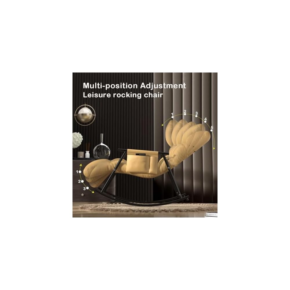 Modern Rocking Chair - Comfortable Reclining Armchair for Living Room, Bedroom & Lounge - Cozy Soft Sleeper Chair for Relaxation & Reading (Orange)