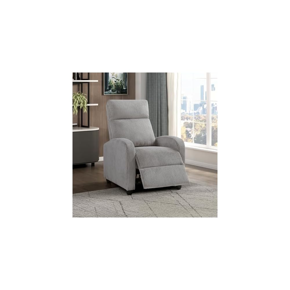 Lexicon Corduroy Pushback Recliner Chair, Yellow