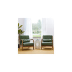 Glitzhome Accent Armchair with Walnut Ruberwood Frame, Black PU Leather Lounge Chair for Living Room