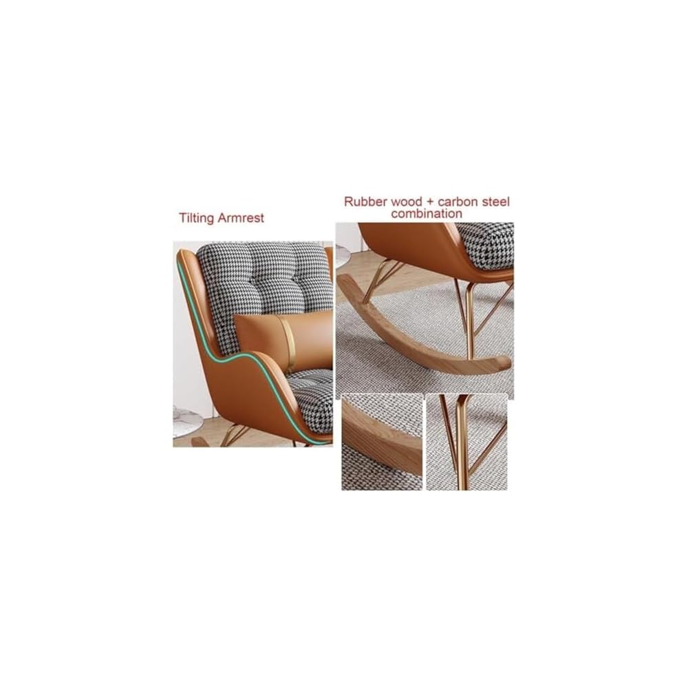 Living Room Rocking Chair,Modern Soft Sleeper Armchair,Rocking Chair with Foot Stool,Bedroom Living Room Reading Chair(Beige)