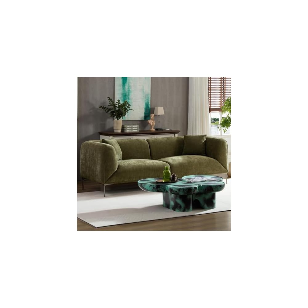 82.7" Modern Loveseat Couch Boucle Sofa for Living Room, Green