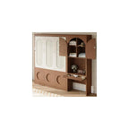 Merax Queen Size Murphy Bed with Desk, Storage Cabinet & LED Light, Walnut