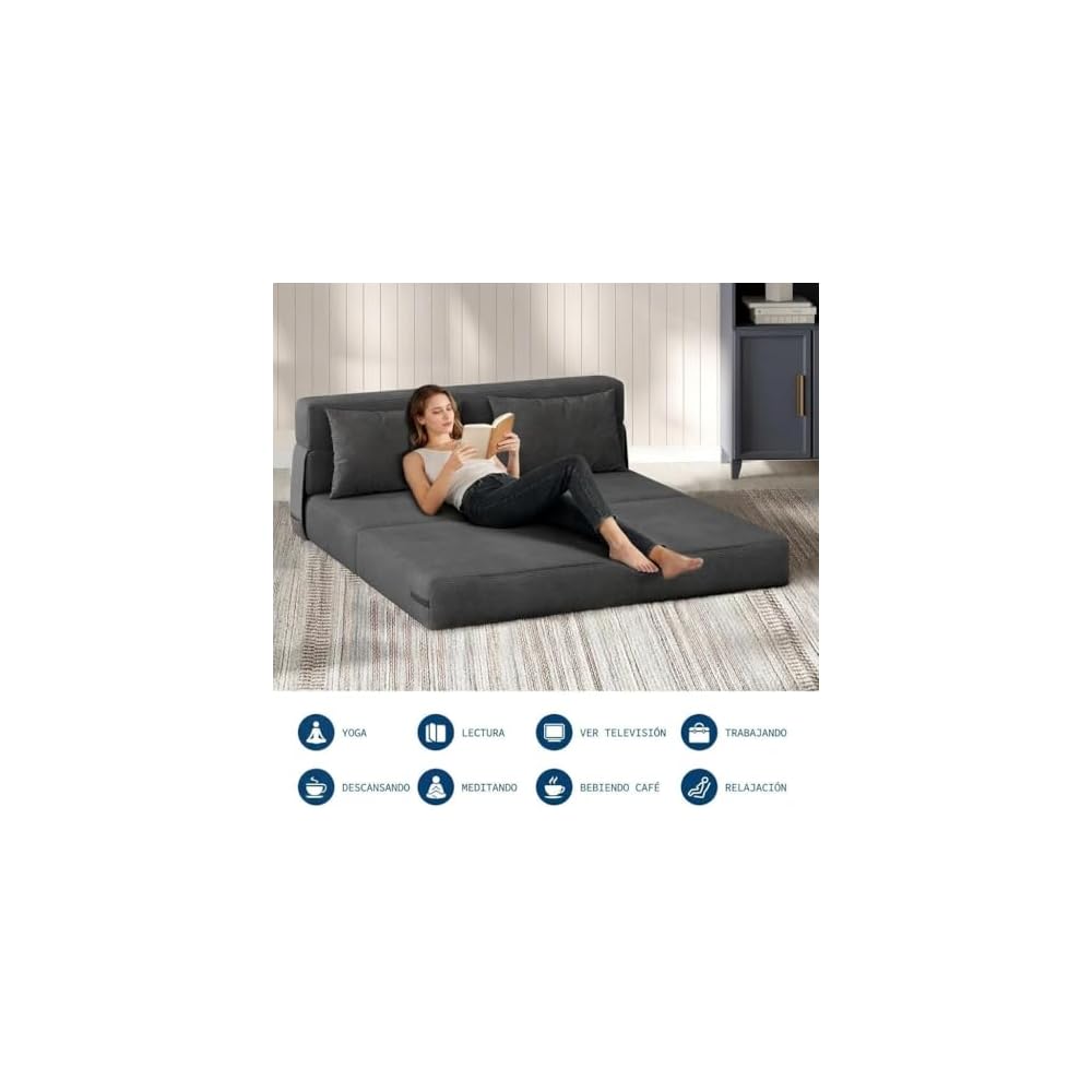 Foldable Sofa Bed, Convertible Chair Bed Sleeper with Fine Corduroy Upholstery, Folding Futon Chair, Fold Out Sleeper Chair, Comfortable Guest Bed for Living Room, Bedroom, Apartment & Small Spaces