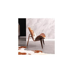 Mid-century Modern Shell Lounge Chair, High-end Cowhide, Scandinavian Furniture Three-legged Plywood Classic Design Solid Wood Decorative Chair, Suitable For Living Room, Reading, Lounge, Office, Salo
