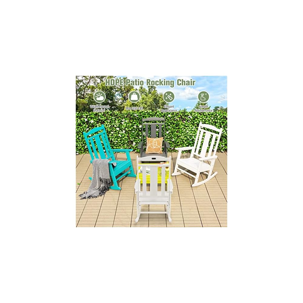 Rocking Chair All Weather High Back Porch White