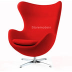 Arne Jacobsen Egg Chair, Available in Leatherette or Cashmere, Heavy Duty Steel Base (4-Spoke), 5 Color Options: White, Black, Red, Green, Orange and Rose Pink (Red (Cashmere))