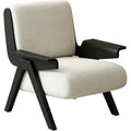 Mid-Century Arm Sofa Chair Striped Accent Chairs Inclined Ergonomic Reading Chair Wood French Wingback Chairs Removable Upholstered Backrestchair for Living Room Bedroom Balcony Study Hotel Cafe