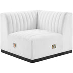 Modway Conjure Modern Channel Tufted Fabric Left Corner Chair in White