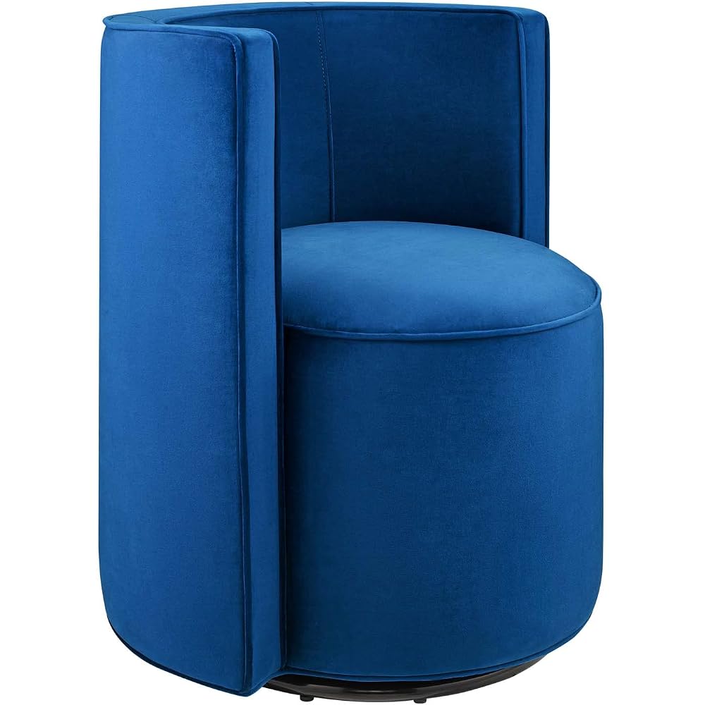 Modway Della Performance Velvet Fabric and Iron Swivel Chair in Navy