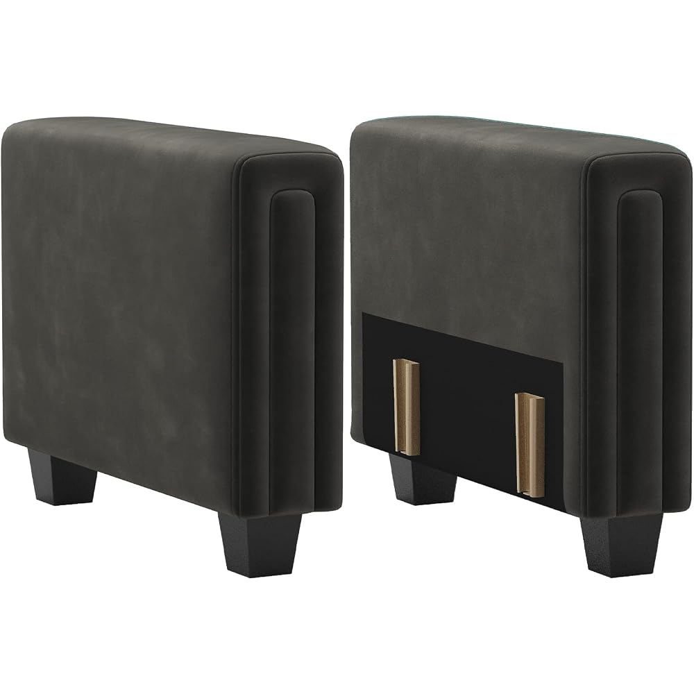 Belffin Velvet Armrest Module for Modular Sectional Sofa Couch Side Armrest for Sectional Modular Couch Grey