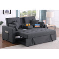 Lilola Home Cody II 70-inch Dark Gray Linen Convertible Sleeper Loveseat with Drop-Down Console, Cup Holders, USB & USB-C Charging Ports, Pocket Coil Seating — Multi-Functional Sofa Bed
