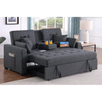 Lilola Home Cody II 70-inch Dark Gray Linen Convertible Sleeper Loveseat with Drop-Down Console, Cup Holders, USB & USB-C Charging Ports, Pocket Coil Seating — Multi-Functional Sofa Bed