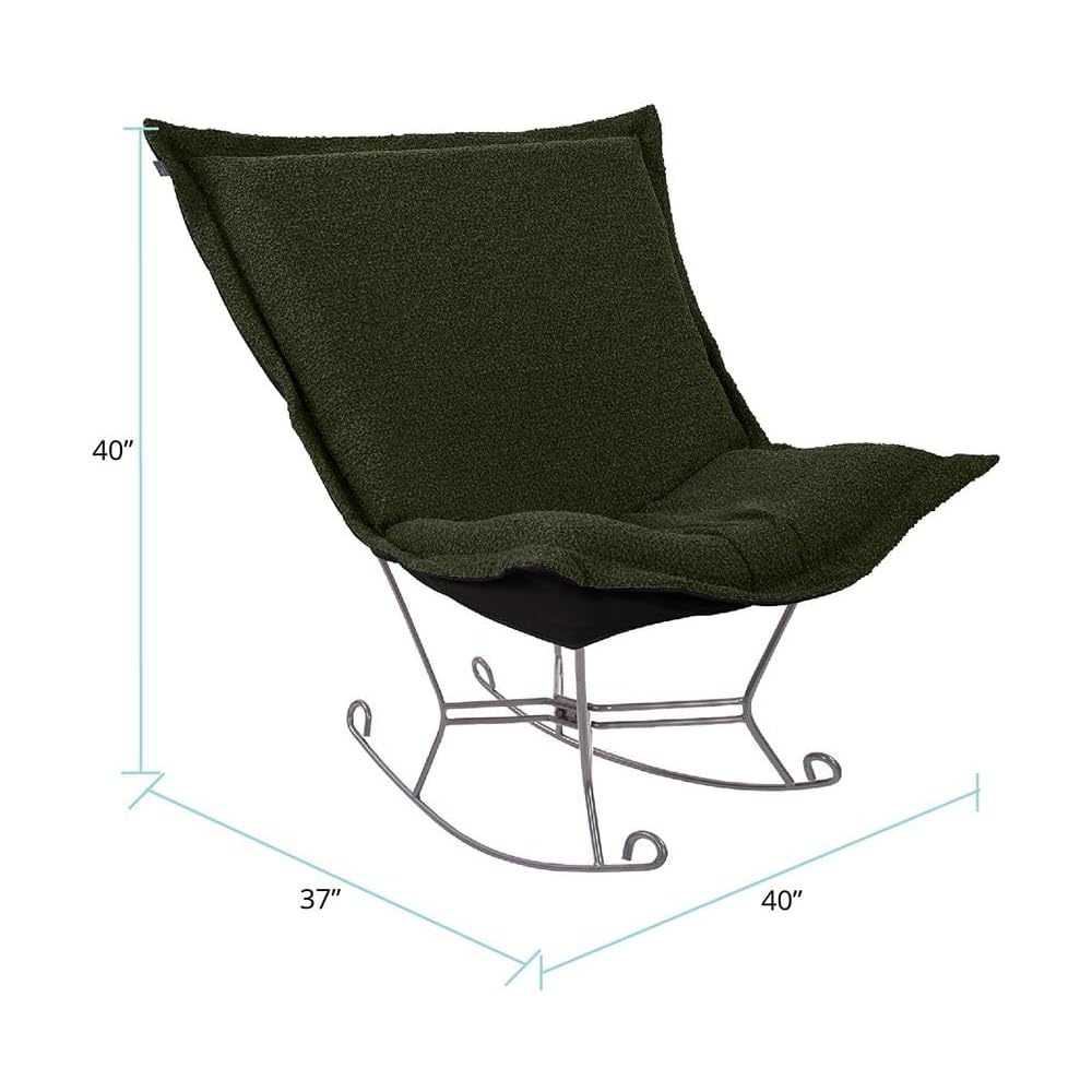 Howard Elliott Collection Scroll Puff Rocker Titanium- Barbet Forest/Black