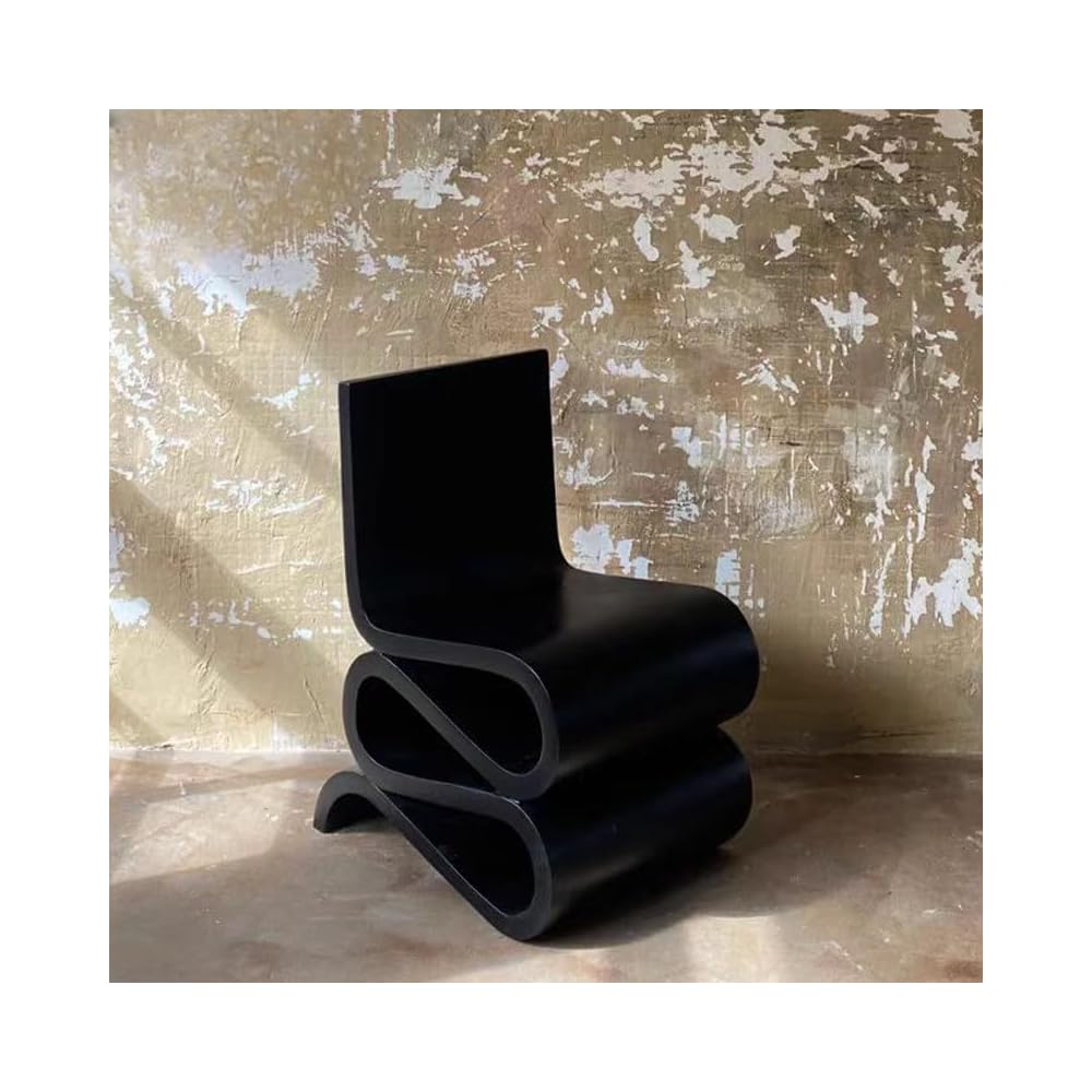 Modern Curved Accent Chair – Sculptural S Shape Lounge Chair, Minimalist Artistic Single Seat, Contemporary Designer Chair for Living Room Bedroom (Black)