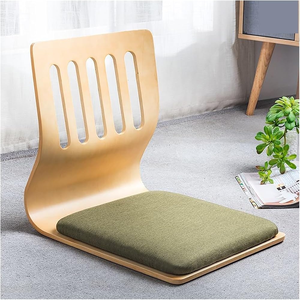 Ergonomic Legless Wooden Floor Chairs with Back Support, Comfortable Cotton Linen Cushions for Optimal Posture, Perfect for Living Room, Yoga, and Meditation