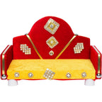 God Aasan Wooden Throne Sofa Chair Laxmi Ganesh Radha Krishna Idols-8.5"X6"