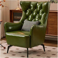 Leather Recliner Chair American Light Luxury PU Leather Accent Chair Brown Single Sofa Chairs High-Back Tufted Retro Beanbag Sofas Textured Waxed Leather for Living Room Leisure Reception Whisky Bar