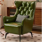 Leather Recliner Chair American Light Luxury PU Leather Accent Chair Brown Single Sofa Chairs High-Back Tufted Retro Beanbag Sofas Textured Waxed Leather for Living Room Leisure Reception Whisky Bar