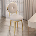 Vanity Chair for Makeup Room - Lambswool Vanity Stool Midcentury Modern Accent Chair with Backrest Velvet Chair with Gold Legs - for Living Room Bedroom (Color : White)