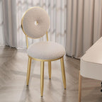 Vanity Chair for Makeup Room - Lambswool Vanity Stool Midcentury Modern Accent Chair with Backrest Velvet Chair with Gold Legs - for Living Room Bedroom (Color : White)