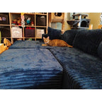 96" Cloud Sectional Couch with U-Shaped Chaise, Corduroy Sectional Sofa with Ottoman, Boneless Couch with Deep Seat in a Box for Living Room, No Assembly Required (Black, Left Facing Chaise)