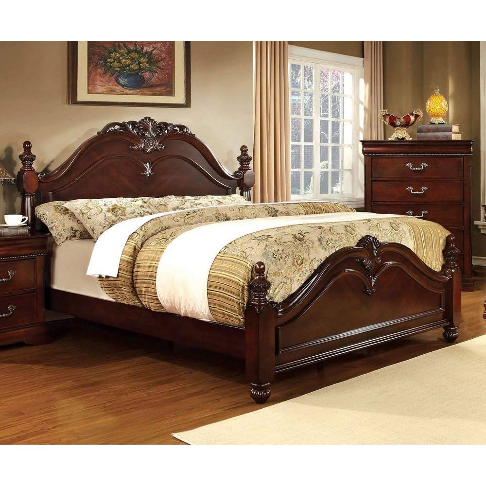 24/7 Shop at Home BED Poster bed, Box Spring Required, King, Cherry