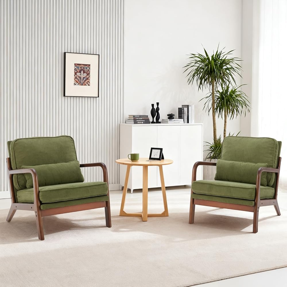 DUMOS Mid Century Accent Chairs Set of 2, 16'' Seat Height Lounge Chair