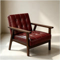 Mid Century Modern Accent Chair PU Accent Lounge Chairs Single Leather Sofa