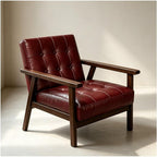 Mid Century Modern Accent Chair PU Accent Lounge Chairs Single Leather Sofa