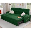 86" Sleeper Sofa Bed, Pull Out Couch Bed with Reversible Storage Chaise, Sectional Couches for Living Room with Side Pocket | Charging Station | Removable Backrest | Prime Linen, Green