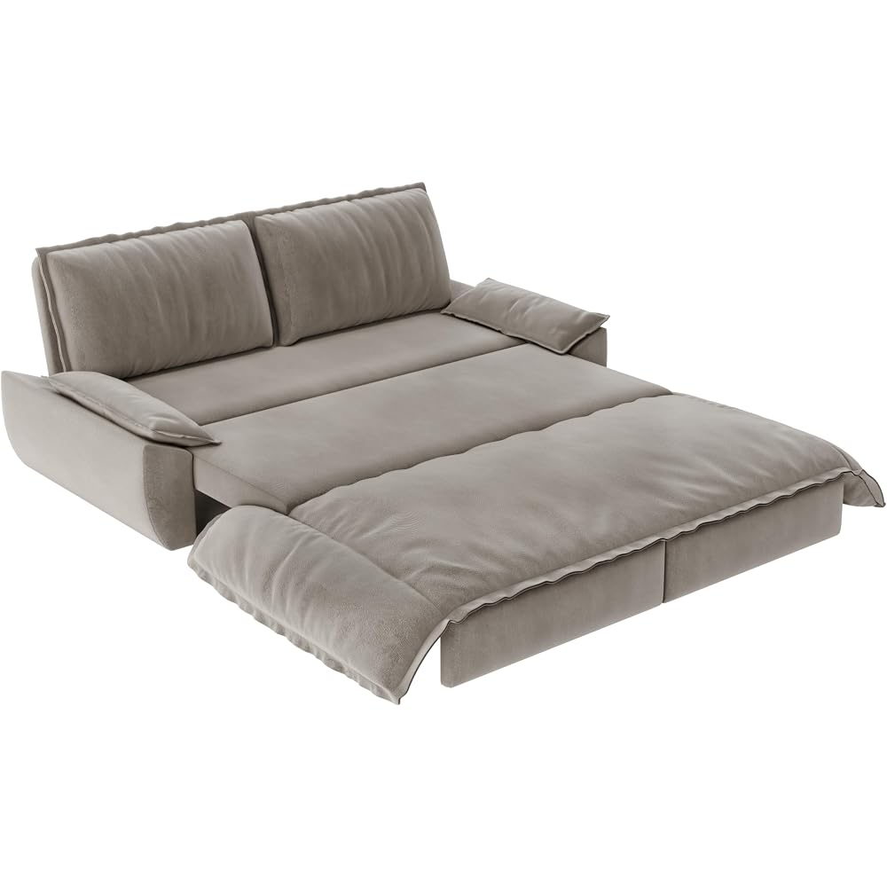 KEIKI 73.2" Queen Sleeper Couch, 3-in-1 Convertible Pull Out Sofa Bed with Adjustable Backrest, Modern Velvet Loveseat Sofa for Office Lounge Studio Apartment Multi Functional Furniture