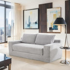 56" Convertible Loveseat Sofa Bed, Memory Foam Couch Corduroy Fabric Grey