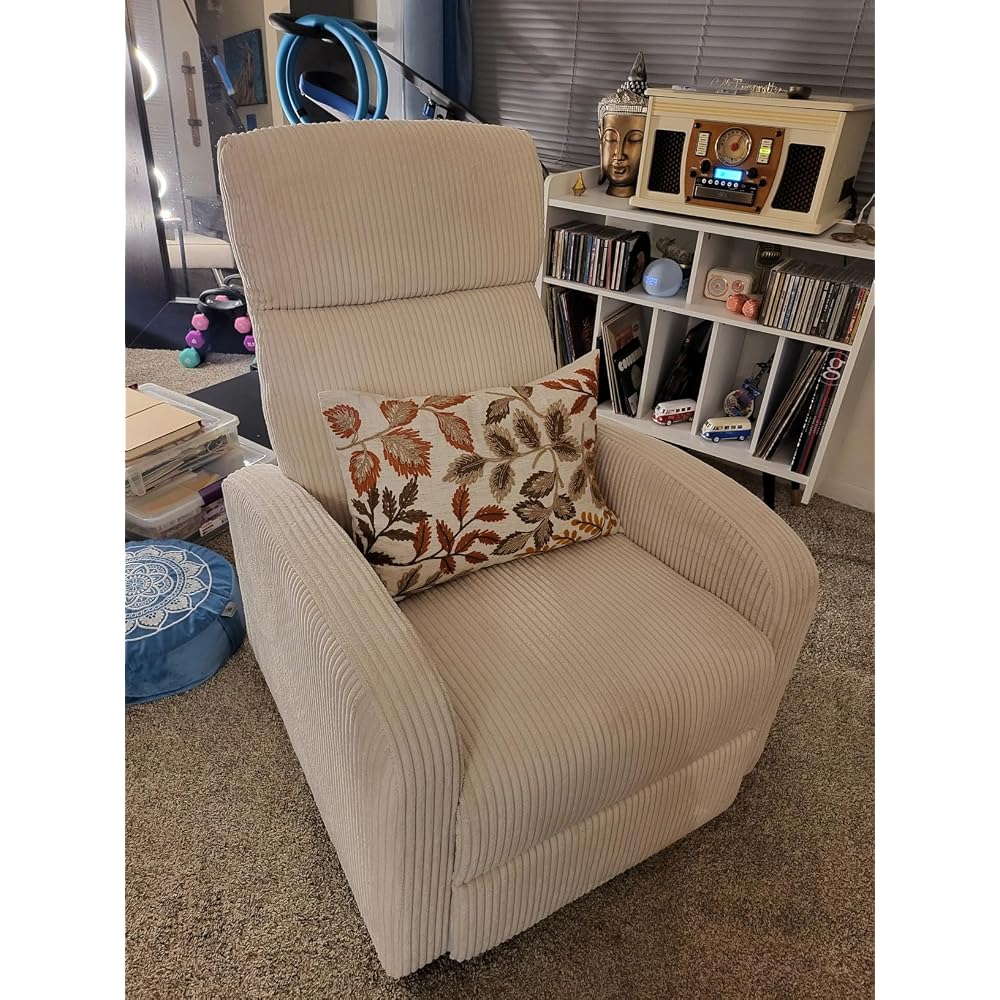 Lexicon Corduroy Pushback Recliner Chair, Yellow