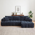 108" Boneless Cloud Modular Sectional Couch for Living Room, L Shaped Sofa with Chaise | Chenille Fabric | Compressed Foam Sofa for Living Room | No Assembly (Dark Blue, Right Hand Facing)