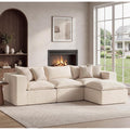 Apicizon 101" Boneless Cloud Sectional Couch for Living Room, Sectional L Shaped Sofa Couch with Ottoman, Modular Sleeper Sofa for Apartment，No Assembly, White