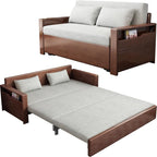 59" Grey 3-in-1 Convertible Sofa w/Stor & Rev Chaise, Solid Wooden Frame