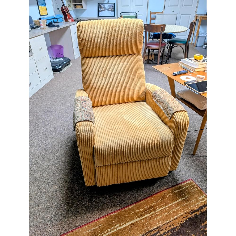 Lexicon Corduroy Pushback Recliner Chair, Yellow