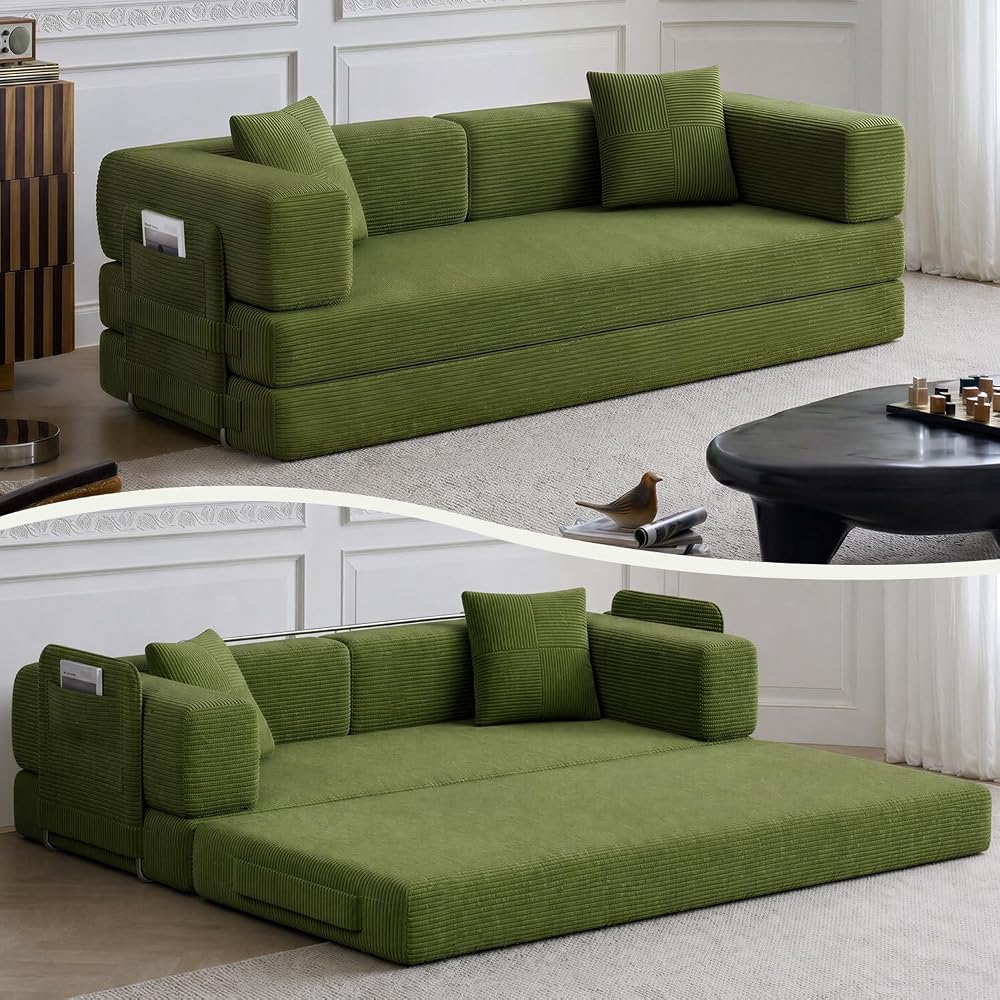 79.5" Convertible Futon Sofa Bed, Boneless Couch for Living Room