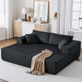 Oversized Double Lounge Chaise Indoor,81" Cloud Plush Sofa Bed,Corduroy Boneless Sleeper Sofa Bed with 2 Pillows,Modern Upholstered Sofa Couch for Living Room Bedroom,No Assembly Required,Black