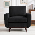 Accent Chair for Bedroom,Reading Chair with Deep Seat,Corduroy Armchair with Wood Legs, Comfy Living Room Chairs Single Sofa for Indoor Bedroom Apartment(Black)