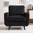 Accent Chair for Bedroom,Reading Chair with Deep Seat,Corduroy Armchair with Wood Legs, Comfy Living Room Chairs Single Sofa for Indoor Bedroom Apartment(Black)
