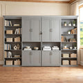 SOFTSEA Queen Murphy Bed with Dual Sliding Cabinets, Gray