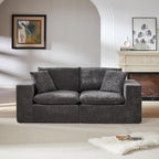 KEIKI 79" Oversized Chenille Modular Sectional Loveseat Sofa with High-Density Foam Cushion & Pillows, Upholstered Modern Style Cloud 2-Seater Couch, Easy Assembly, for Living Room, Dark Gray